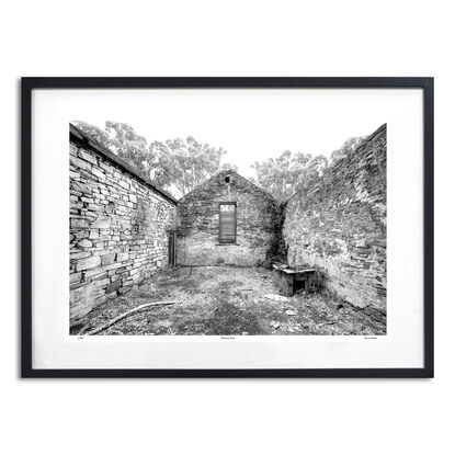 abandoned pioneers hut in rural farm setting