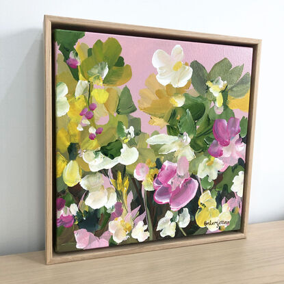 small pink modern flower abstract painting