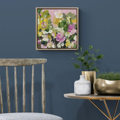 small pink modern flower abstract painting