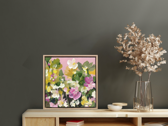 small pink modern flower abstract painting