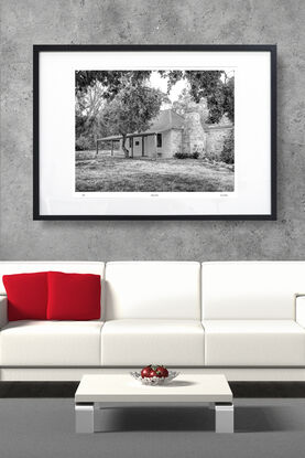 abandoned pioneers hut in rural farm setting