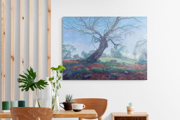 Eucalypt painting, oil painting on stretched canvas, by Heidi Monsant. 