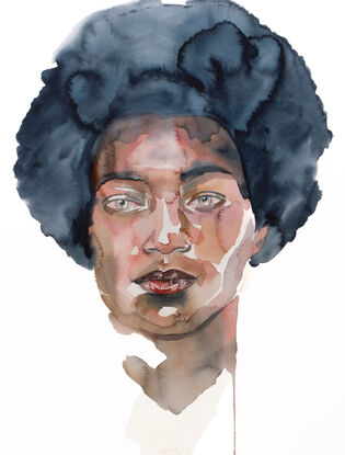 Expressive emotional watercolor portrait