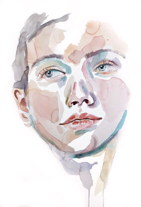 Expressive emotional watercolor portrait