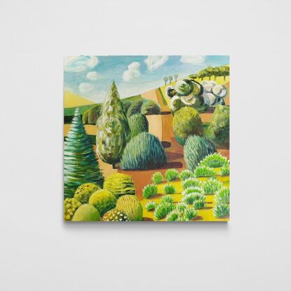 bushes and trees in an imagined landscape