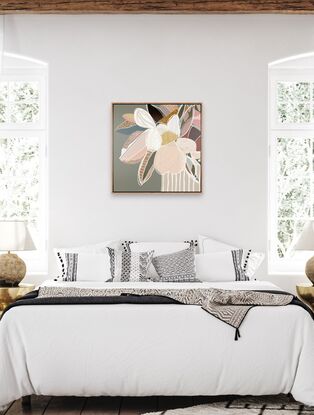  a modern, abstract floral framed print