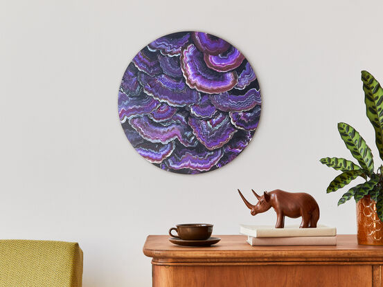 Purple coral patterns on circle board