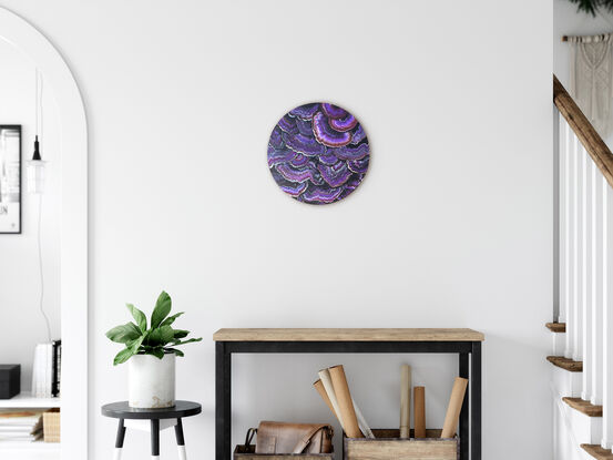 Purple coral patterns on circle board