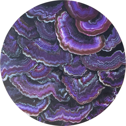 Purple coral patterns on circle board