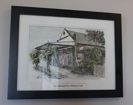 Fine pen and watercolour depiction of an iconic building in Millthorpe