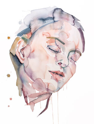 Expressive emotional watercolor portrait