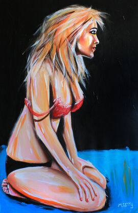 a colourful figurative study in a loose style