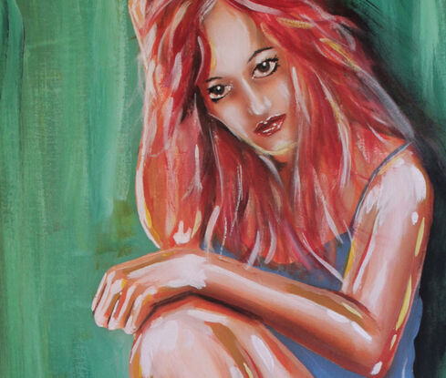 a colourful figurative study in a loose style