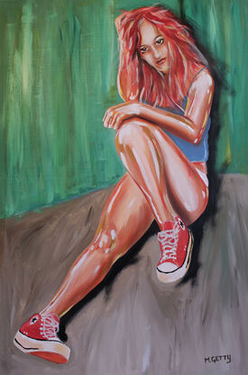 a colourful figurative study in a loose style