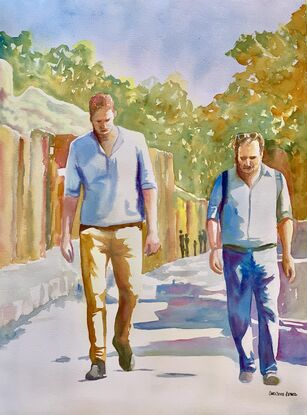 Men strolling along.