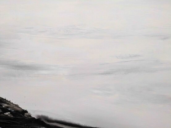 A black and white abstract landscape of mountains and fjords in Iceland