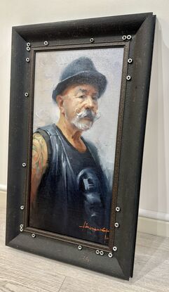 Johnny is our best friend, and this was the second time I painted his portrait. He is an artist, musician, electrician, hotel manager, and loves his Harley Davison bike. He maybe old, but his spirit is forever young.