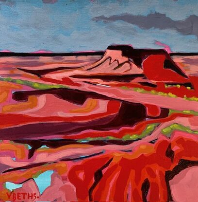 Red and pink Australian outback painting