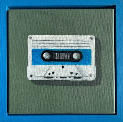 Cassette tape on green background 