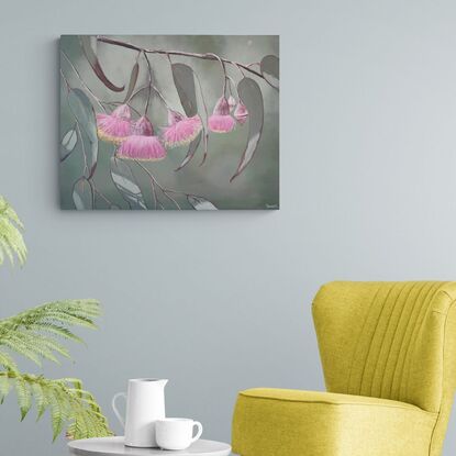 Australia native Pink Gum flower Acrylic painting on canvas