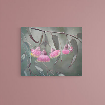 Australia native Pink Gum flower Acrylic painting on canvas