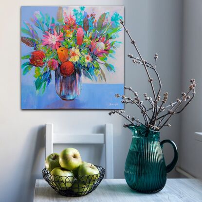 Australian native flowers in glass vase