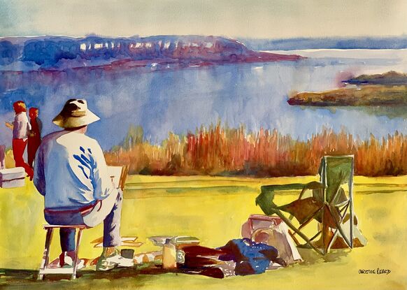 Man paints en plein air.