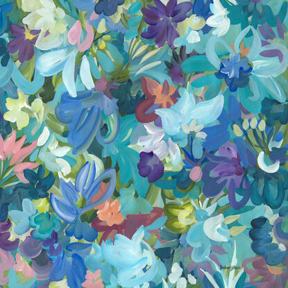 large blue and purple abstract floral painting