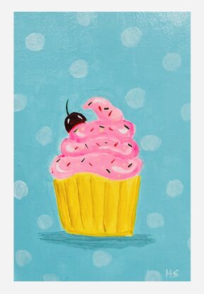 Cupcake painting on an acrylic paper