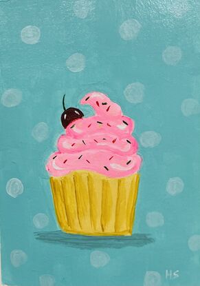 Cupcake painting on an acrylic paper