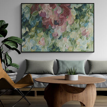 large pink and green modern minimal abstract painting