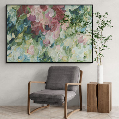 large pink and green modern minimal abstract painting