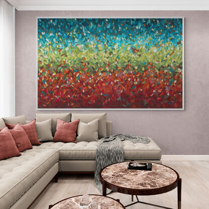 large colourful abstract impressionist minimal style australian landscape painting