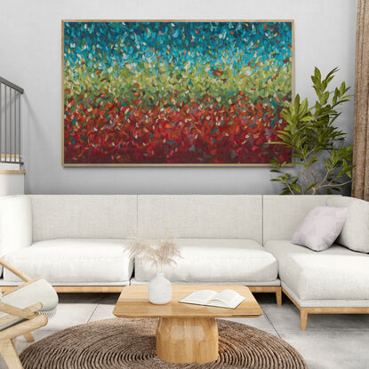 large colourful abstract impressionist minimal style australian landscape painting