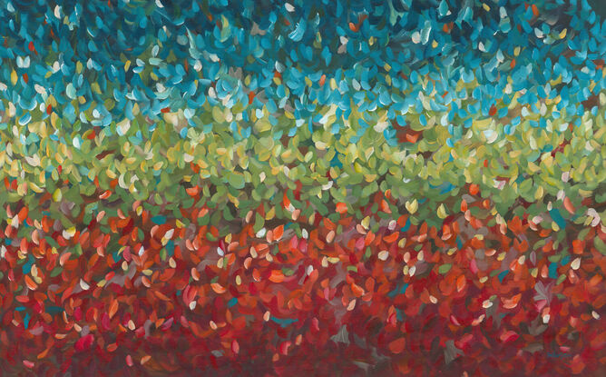 large colourful abstract impressionist minimal style australian landscape painting