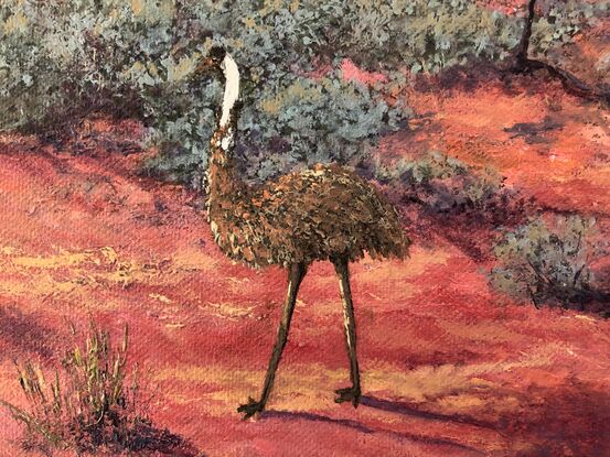 Emus wandering in the Australian bush