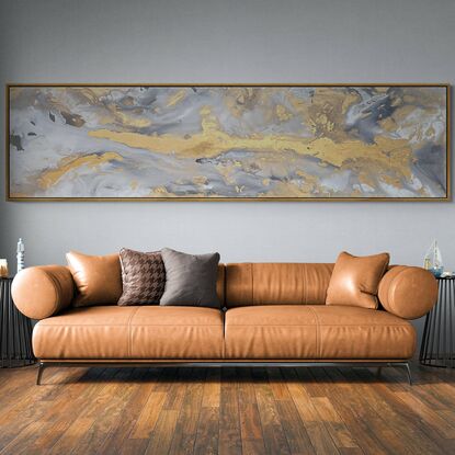 This piece is a huge statement ready to hang with a frame that highlights the artwork. It's a stunner. 