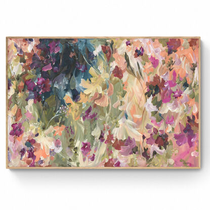 large colourful abstract canvas print of a landscape of wildflowers in the Australian bush