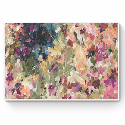 large colourful abstract canvas print of a landscape of wildflowers in the Australian bush