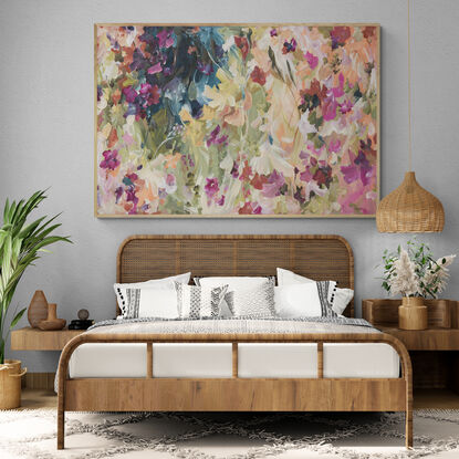 large colourful abstract canvas print of a landscape of wildflowers in the Australian bush