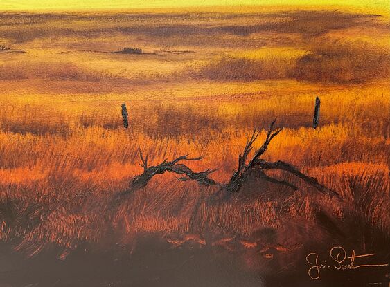 Outback sunset, truck. wreck and Farm House 