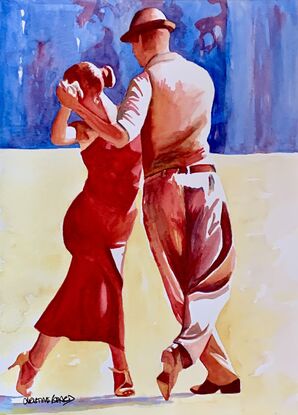 Couple dancing in the street.