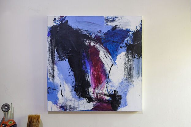 Black, blue, magenta and white abstract