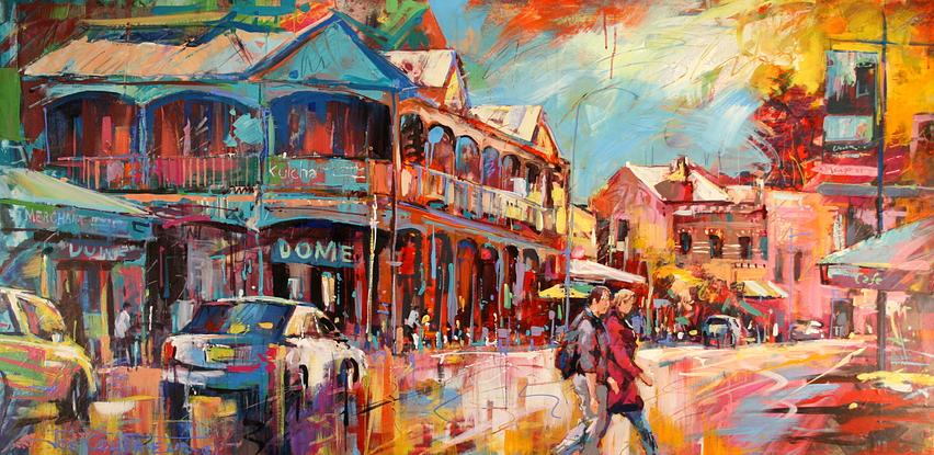 (CreativeWork) Fremantle - Cappuccino Strip by Jos Coufreur. Acrylic. Shop online at Bluethumb.