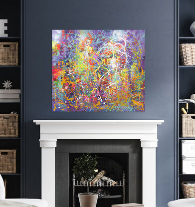 "Lottery Winner" is an original colorful abstract expressionist painting by Leon Devenice.