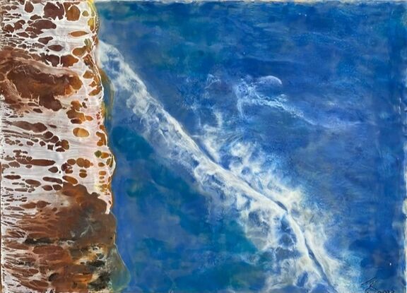 Rust Water ,Blue and rust tones