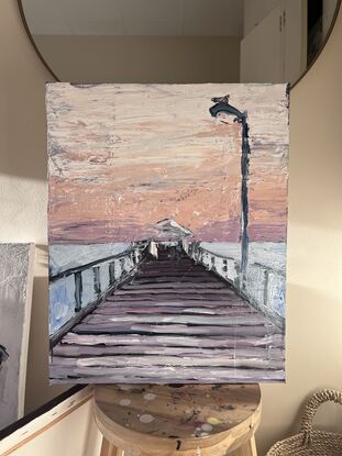 Henley Jetty painted with thick oil paint