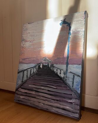 Henley Jetty painted with thick oil paint