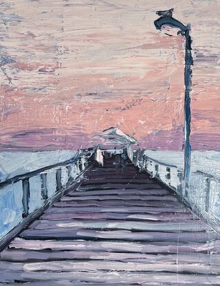 Henley Jetty painted with thick oil paint