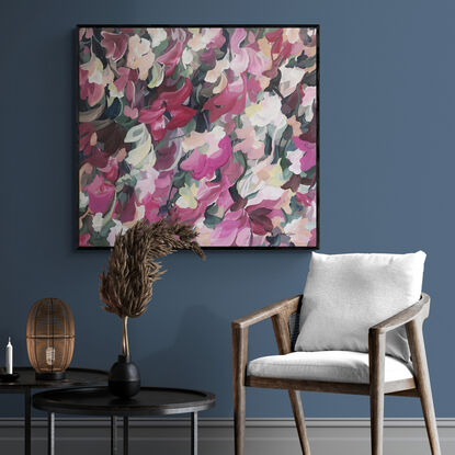 large pink abstract flower original art